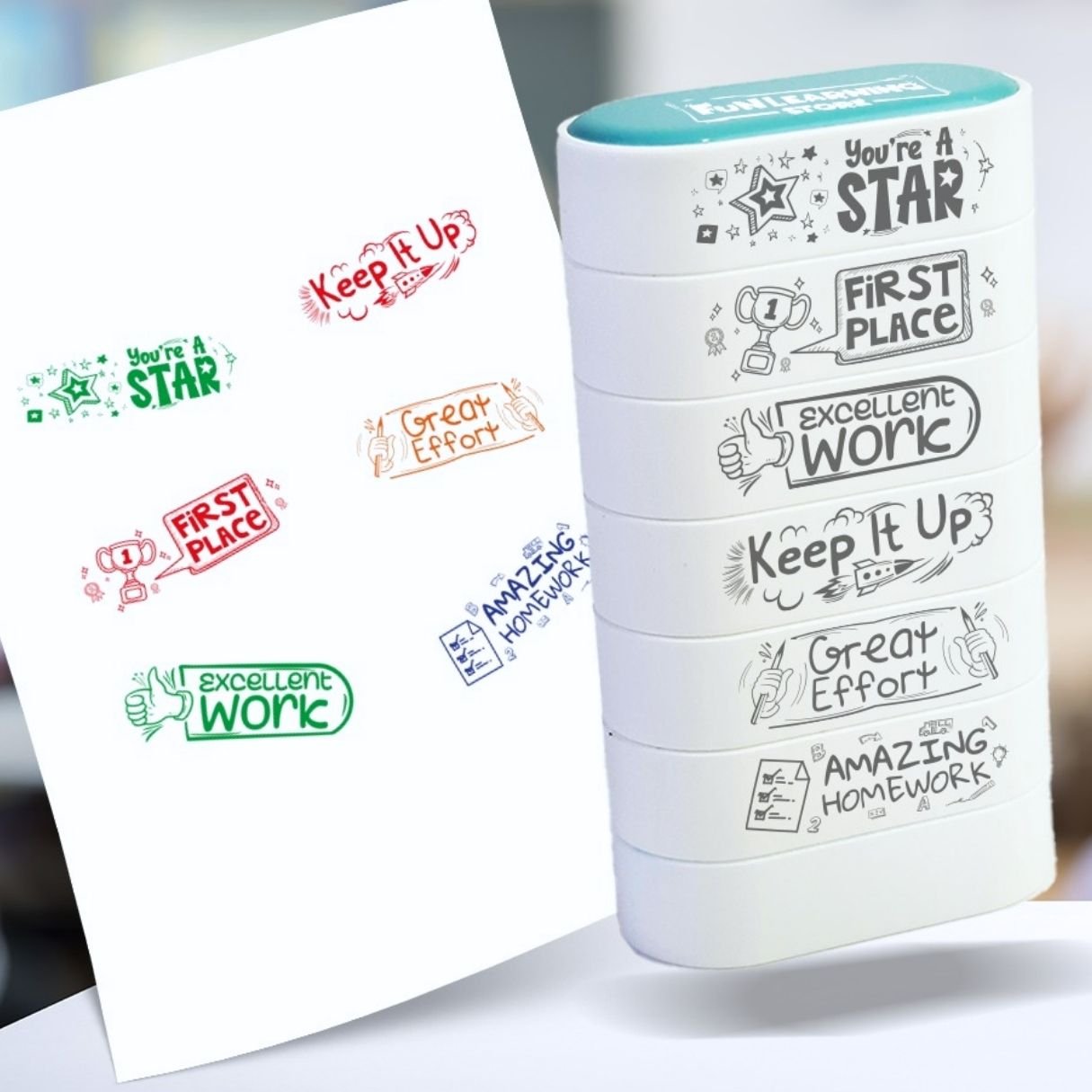 English Teacher's Motivation Stamps | Set of 6 pcs - Motivational Encouraging Teacher Stamp Set - Fun Learning Store