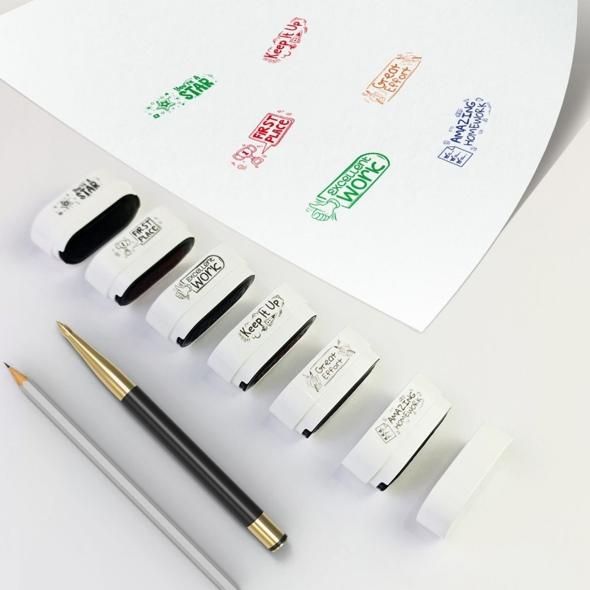 Set of 6 pcs - Motivational Encouraging Teacher Stamp Set - Fun Learning Store