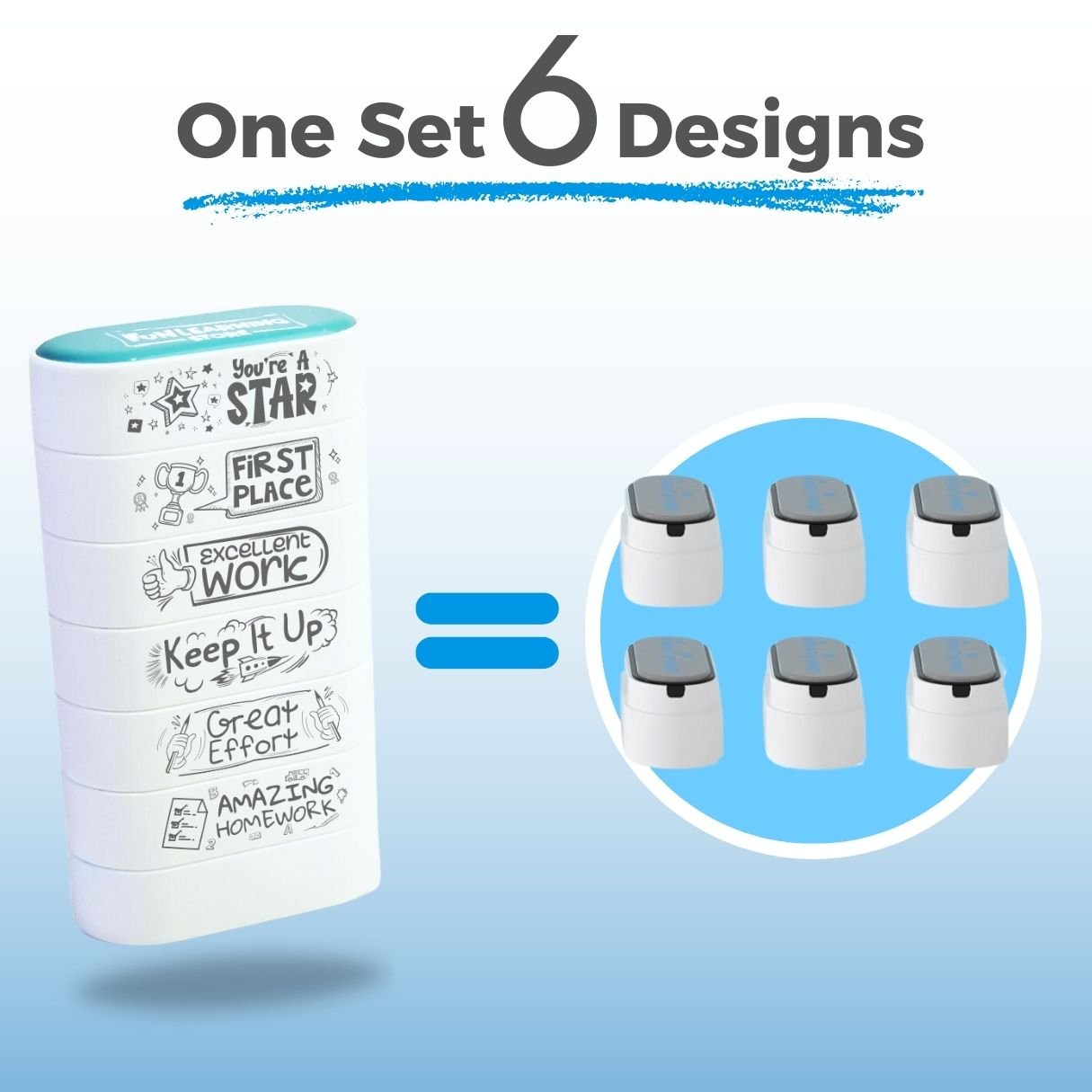 English Teacher's Motivation Stamps | Set of 6 pcs - Motivational Encouraging Teacher Stamp Set - Fun Learning Store