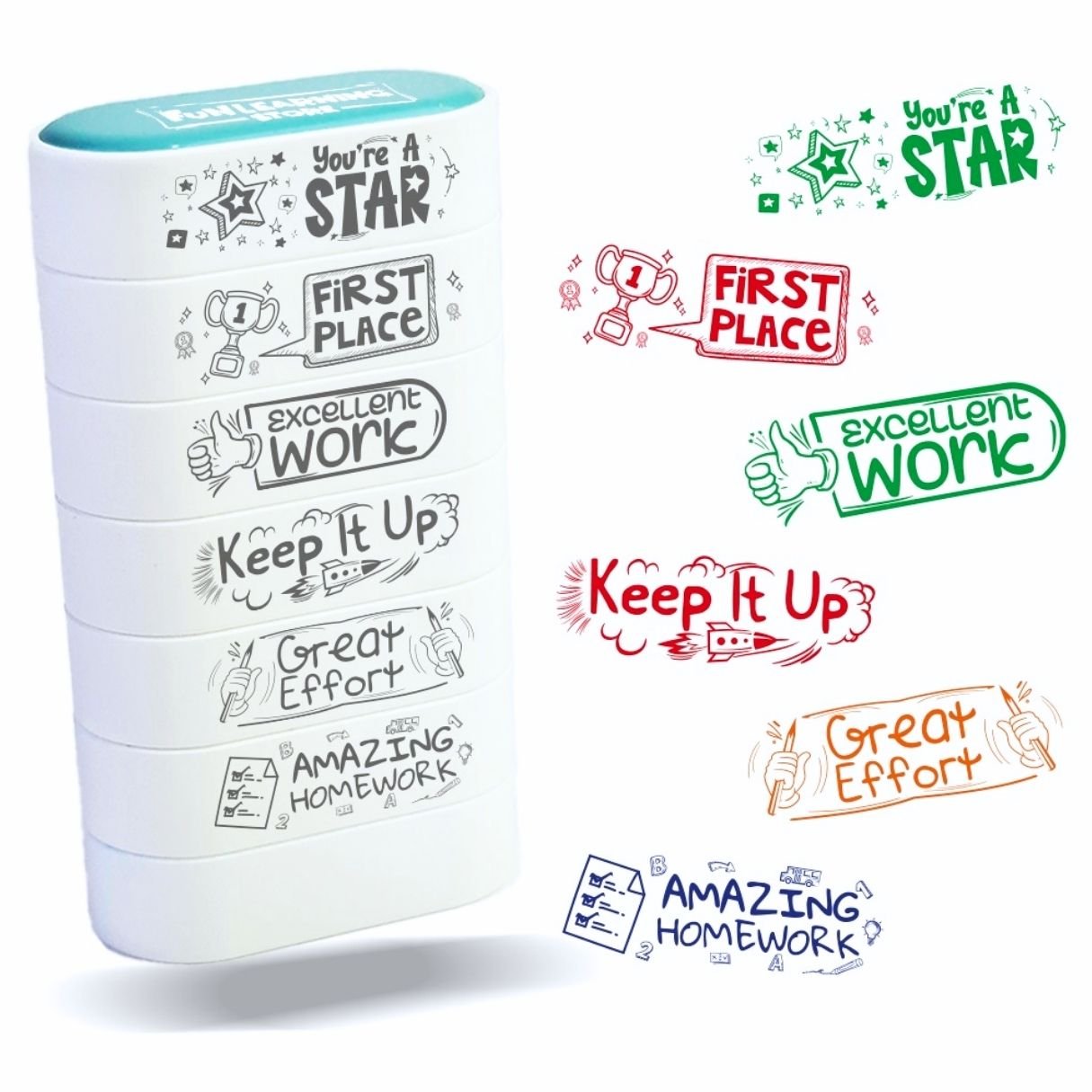 Set of 6 pcs - Motivational Encouraging Teacher Stamp Set - Fun Learning Store