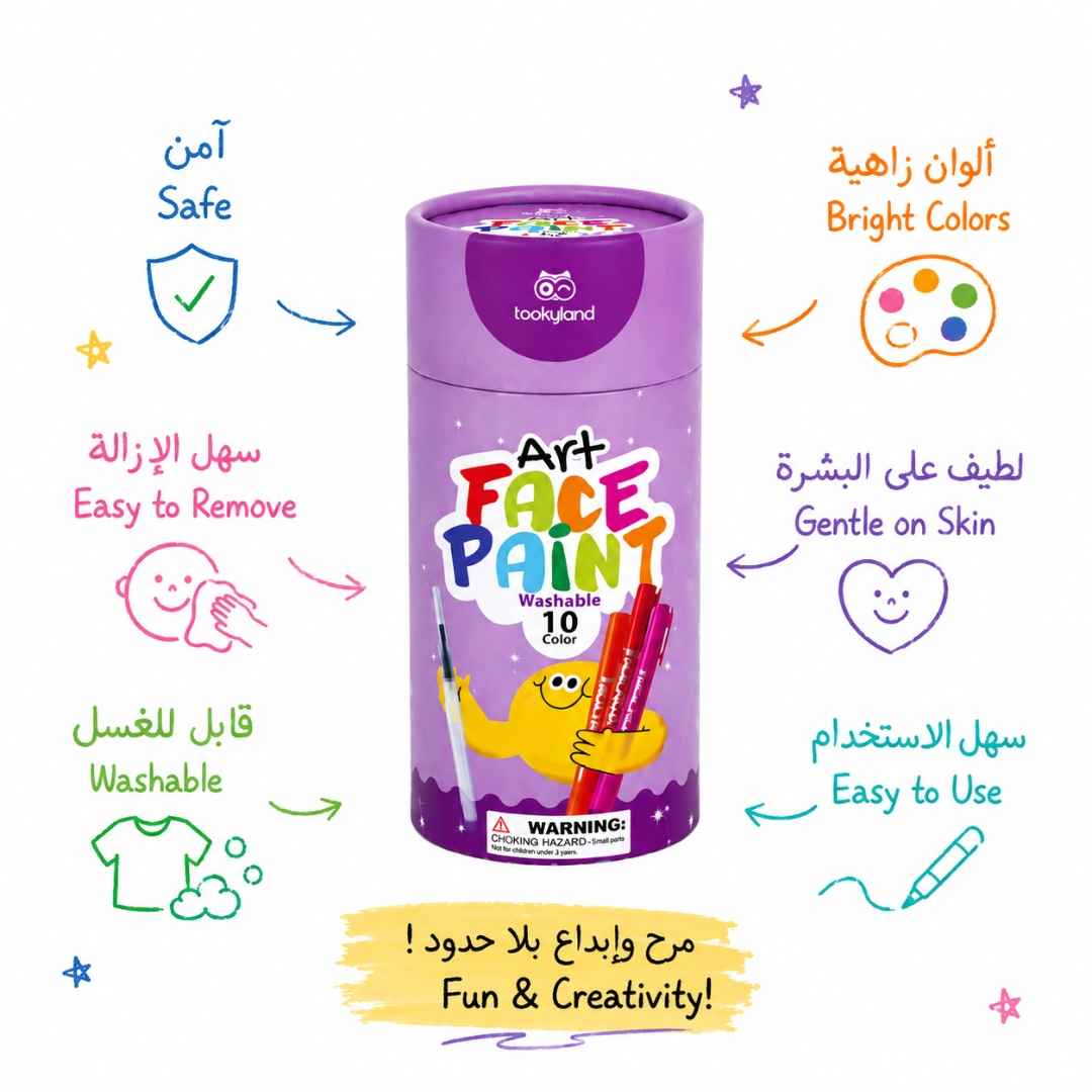 Face Paint - 10 Colors | Kids Creative Makeup Set 3+ - Fun Learning Store