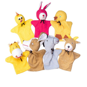 Farm Animal Hand Puppets – Colorful Fabric Set of 7 for Creative Play & Early Learning - Fun Learning Store