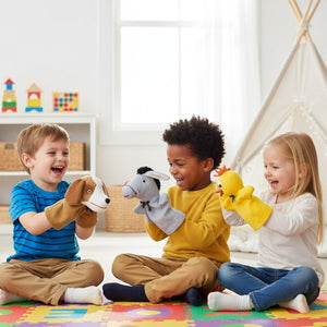 Farm Animal Hand Puppets – Colorful Fabric Set of 7 for Creative Play & Early Learning - Fun Learning Store