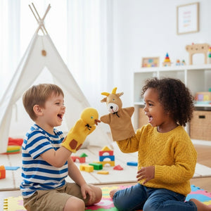 Farm Animal Hand Puppets – Colorful Fabric Set of 7 for Creative Play & Early Learning - Fun Learning Store