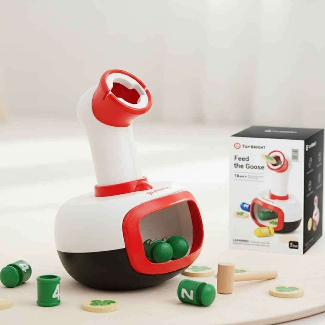 Feed the Goose Baby Motor Skills Set – Creative City Bricks & Fun Coin Box Game for Toddlers - Fun Learning Store