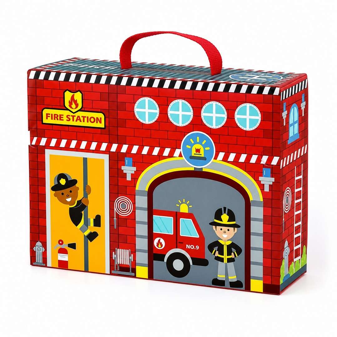 Fire Station Play Box | Portable Fire Rescue Play Set for Kids 3+ - Fun Learning Store