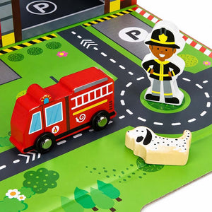 Fire Station Play Box | Portable Fire Rescue Play Set for Kids 3+ - Fun Learning Store