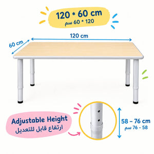 Flexus Rectangular Table – Adjustable Educational Classroom Table 120 × 60 cm - Fun Learning Store