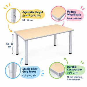 Flexus Rectangular Table – Adjustable Educational Classroom Table 120 × 60 cm - Fun Learning Store