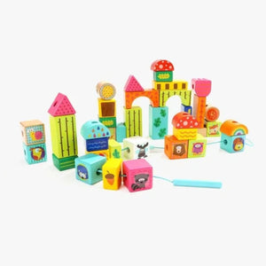 Forest Friends Wooden Blocks – 40 - Piece Set by Top Bright - Fun Learning Store
