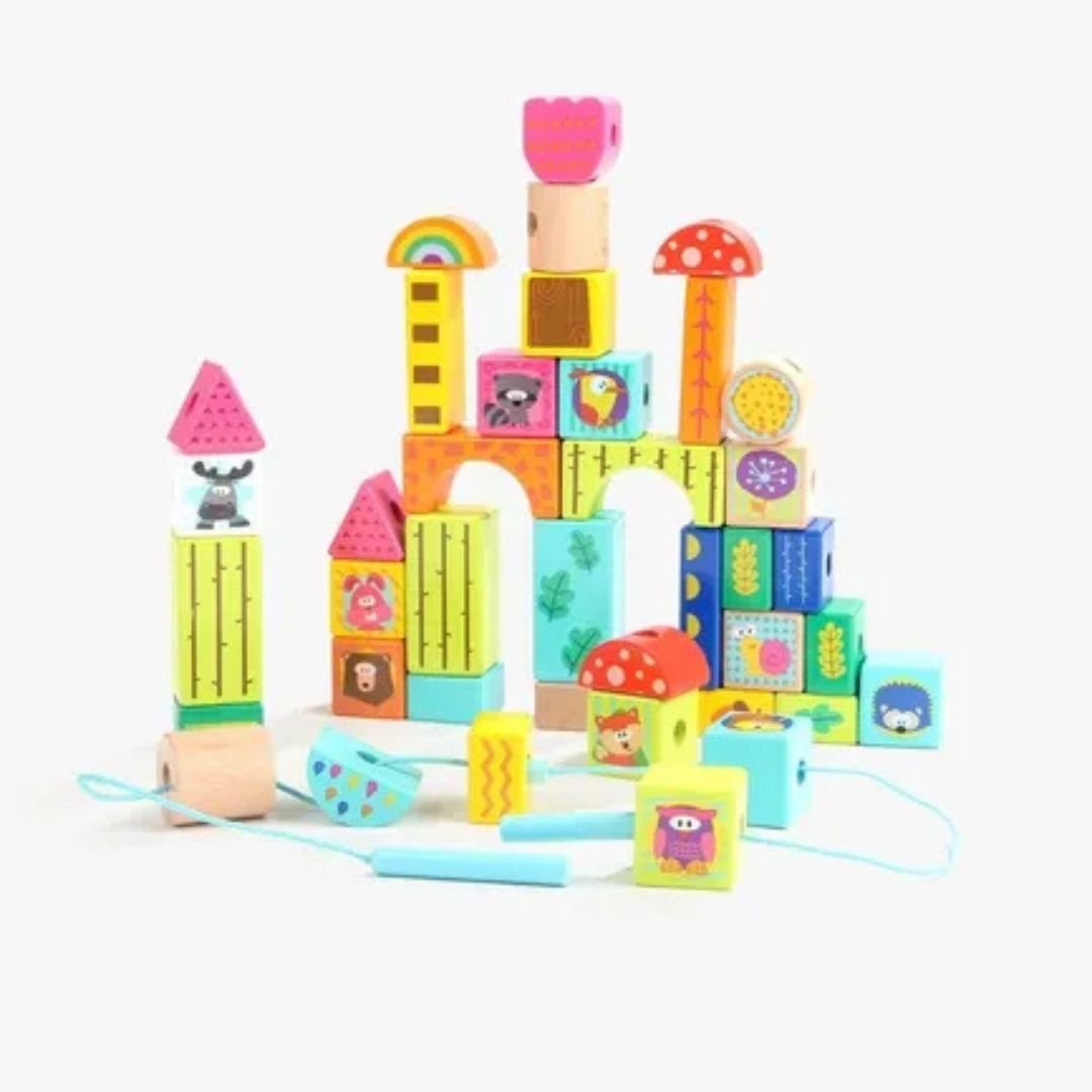 Forest Friends Wooden Blocks – 40 - Piece Set by Top Bright - Fun Learning Store