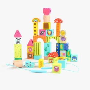 Forest Friends Wooden Blocks – 40 - Piece Set by Top Bright - Fun Learning Store