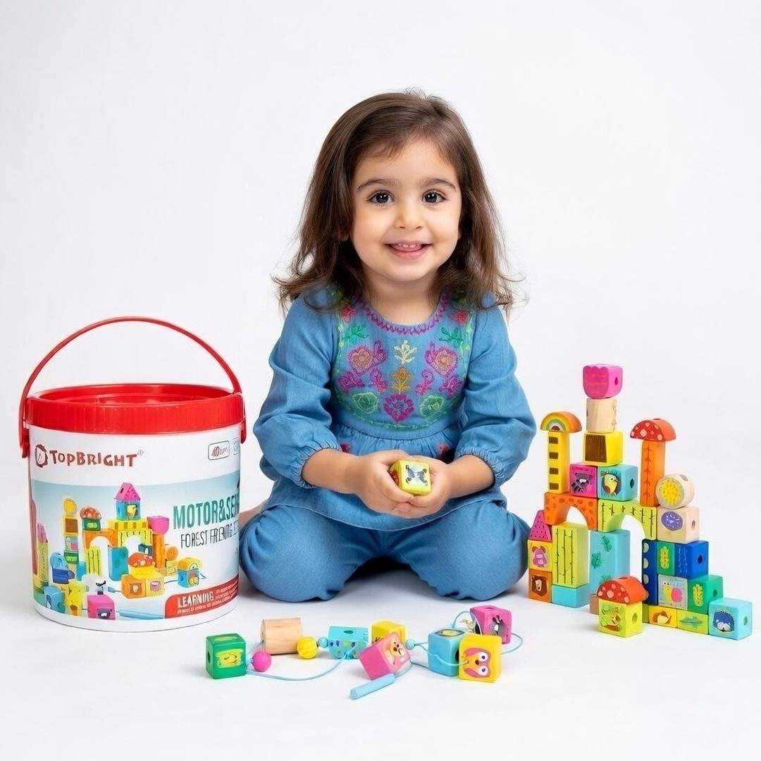 Forest Friends Wooden Blocks – 40 - Piece Set by Top Bright - Fun Learning Store