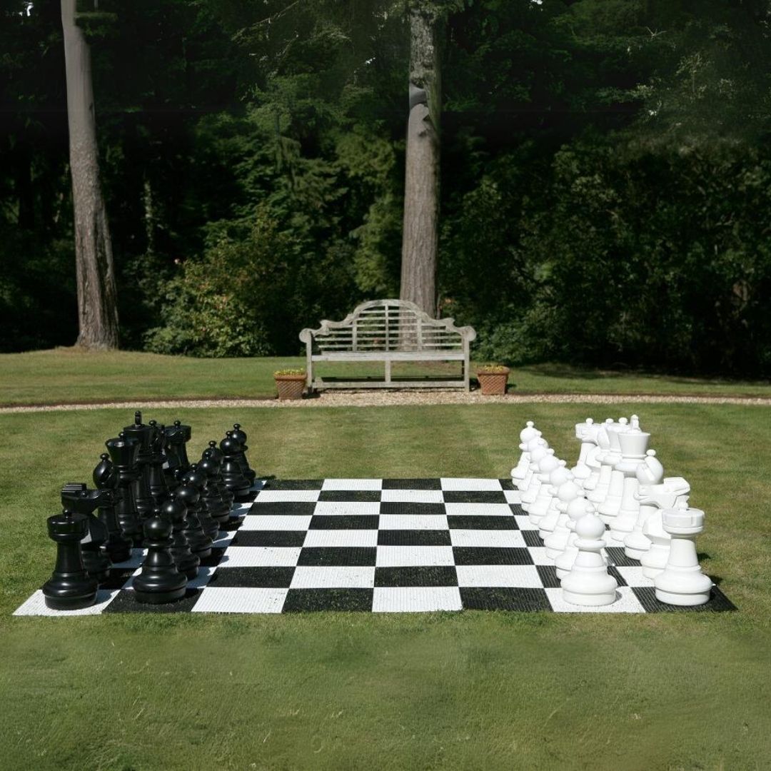 Giant Chess | Megachess Giant Oversized | Premium Chess Set | with Nylon Floor Mat 25" Size Outdoor / Indoor - Fun Learning Store