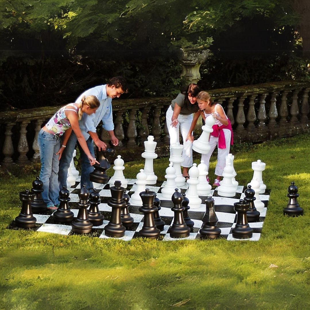Giant Chess | Megachess Giant Oversized | Premium Chess Set | with Nylon Floor Mat 25" Size Outdoor / Indoor - Fun Learning Store