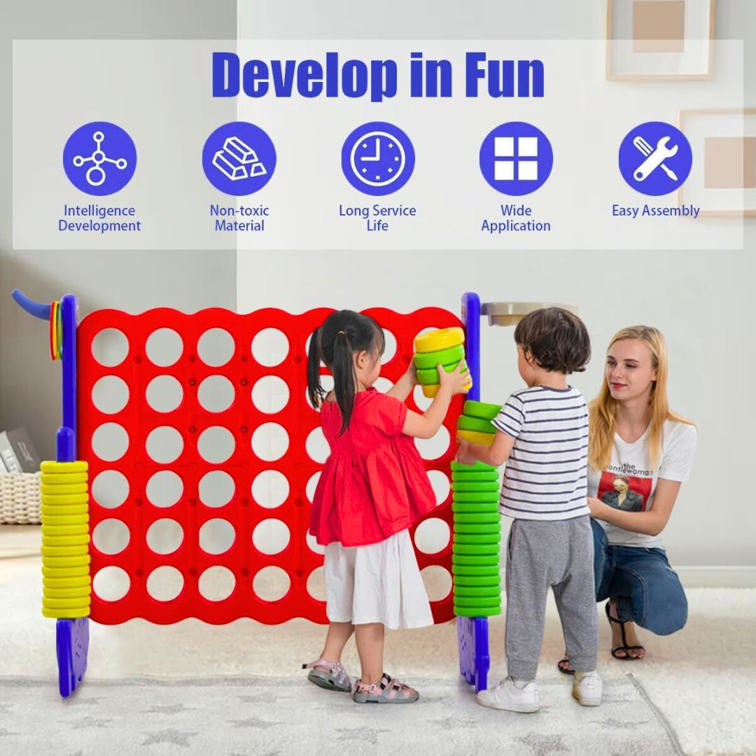 Giant Connect 4 Game Set 3 - in - 1 for Kids & Families – Connect 4, Basketball, & Ring Toss! - Fun Learning Store