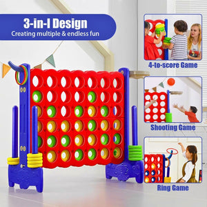 Giant Connect 4 Game Set 3 - in - 1 for Kids & Families – Connect 4, Basketball, & Ring Toss! - Fun Learning Store