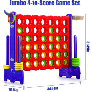 Giant Connect 4 Game Set 3 - in - 1 for Kids & Families – Connect 4, Basketball, & Ring Toss! - Fun Learning Store
