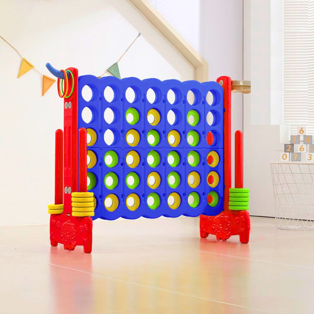Giant Connect 4 Game Set 3 - in - 1 for Kids & Families – Connect 4, Basketball, & Ring Toss! - Fun Learning Store
