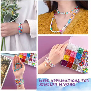 Glass Seed Beads 2900pcs | 4mm for DIY Jewelry Making for Earrings Polymer Clay | Pearl Letter Beads Star Flower Smiley Face Findings - Fun Learning Store