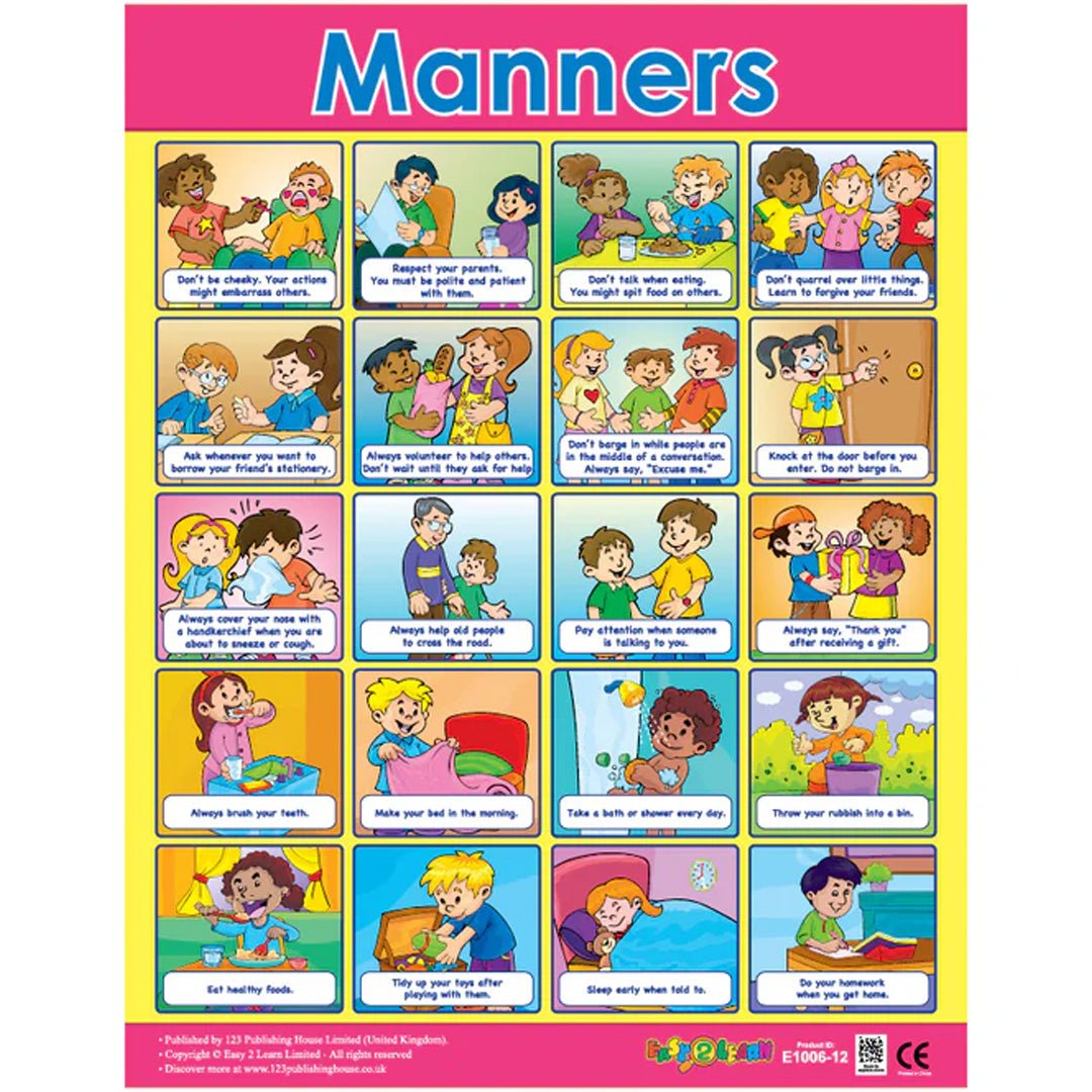 Good Manners Wall Chart Pack (6 Charts) – Teach Kids Positive Social Skills &Behavior - Fun Learning Store