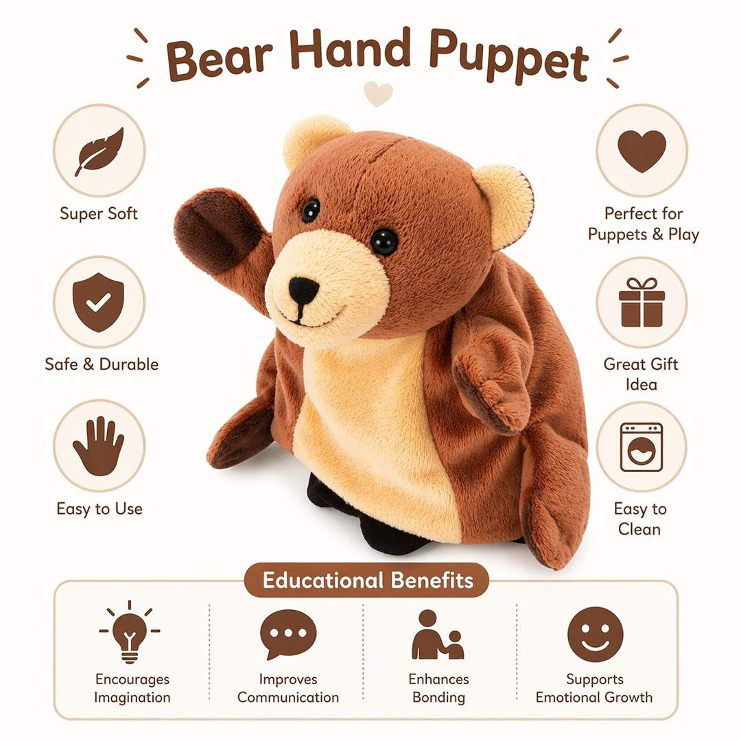 Hand Glove Puppet Bear: Hug into a World of Woodland Tales - Fun Learning Store