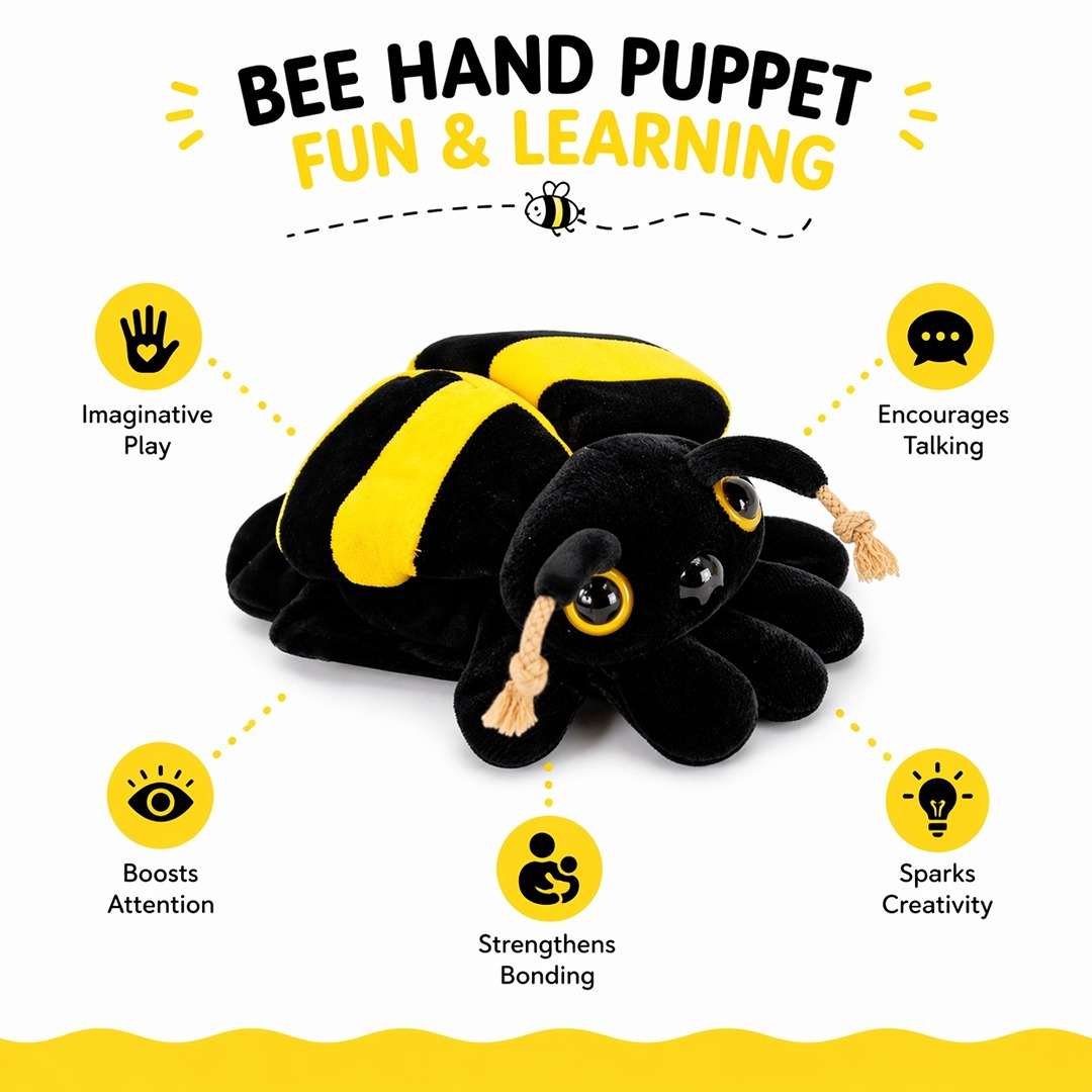 Hand Glove Puppet Bee: Buzz into a World of Sweet Stories and Golden Fun! - Fun Learning Store