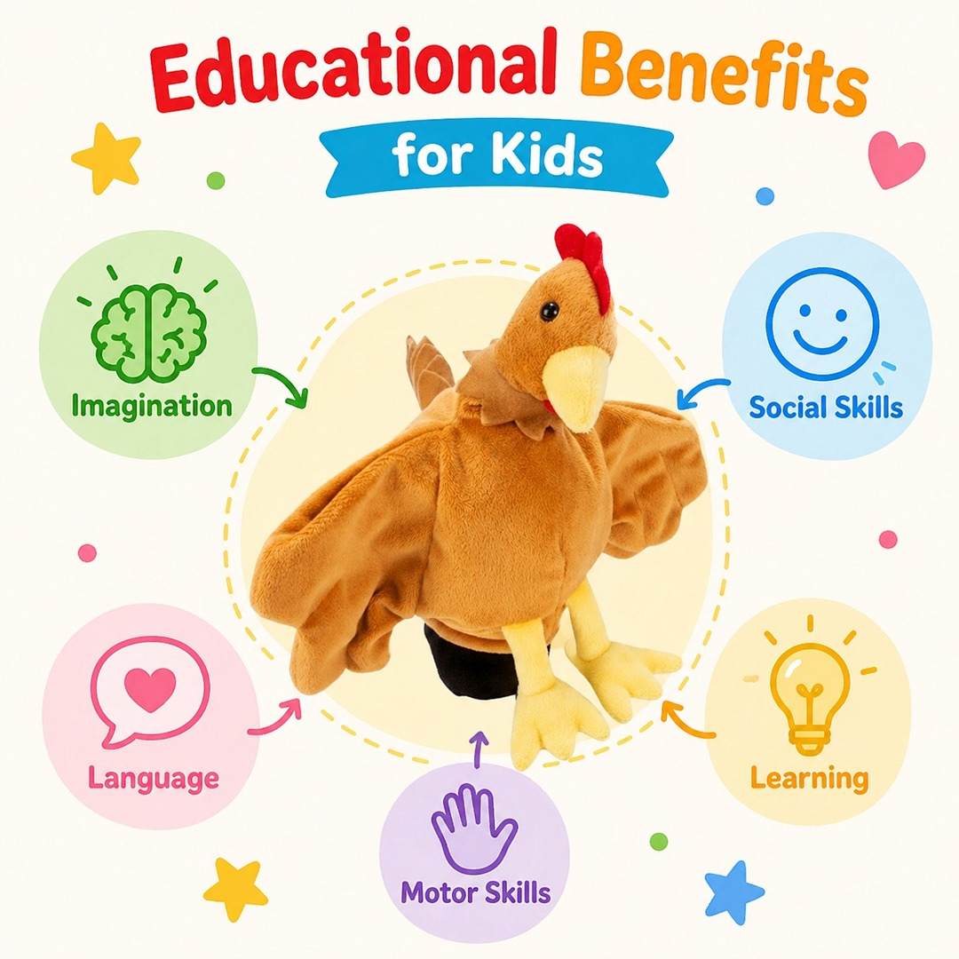 Hand Glove Puppet Chicken: Hatch a World of Farmyard Fun and Cheerful Chatter! - Fun Learning Store