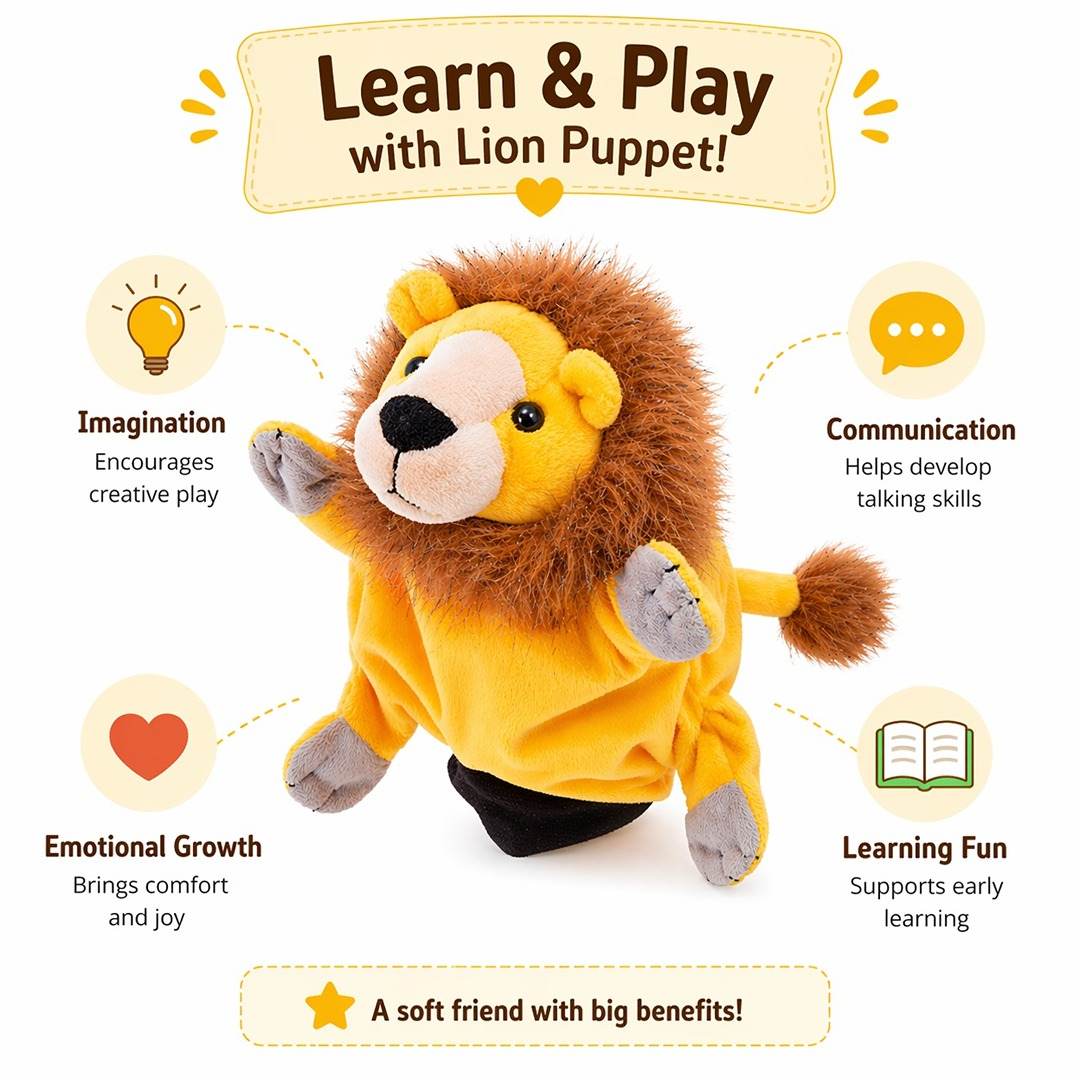Hand Glove Puppet Lion: Roar into Majesty with the King of the Savanna! - Fun Learning Store
