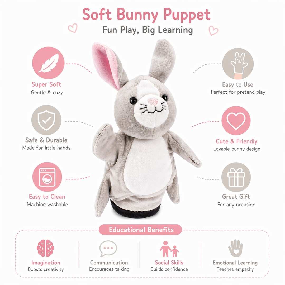 Hand Glove Puppet Rabbit: Hop into a World of Gentle Wonders and Sunny Stories! - Fun Learning Store