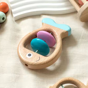 Hand Rings - Baby Wooden Rattle | 5 Pcs Sensory Toy for Infants - Fun Learning Store