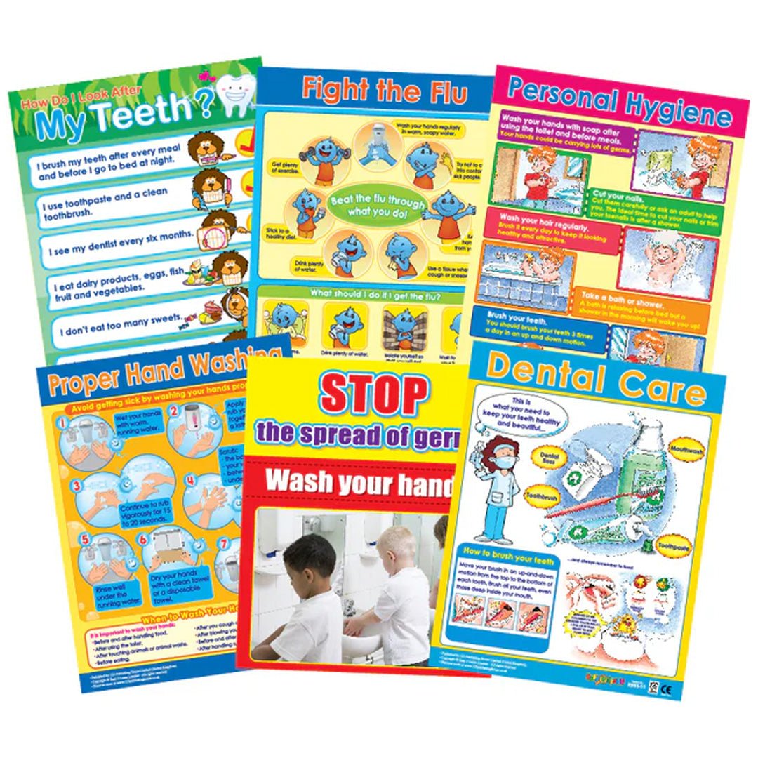 Healthy Habits Wall Chart Pack (6 Charts) – Fun Learning for Kids on Hygiene & Health - Fun Learning Store