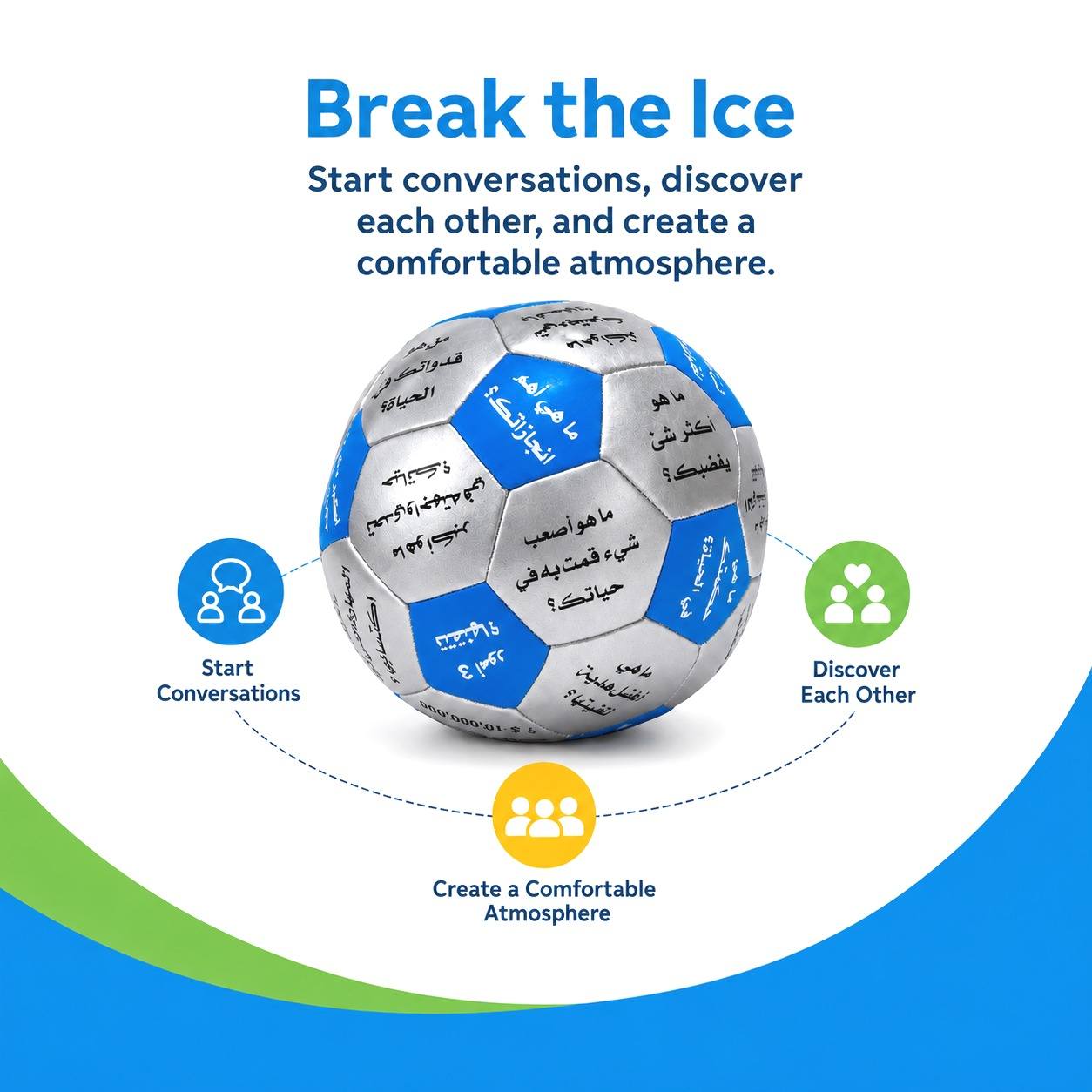 Ice Breaker Ball Arabic – 32 Questions for Team Building, Group Activities & Training - Fun Learning Store