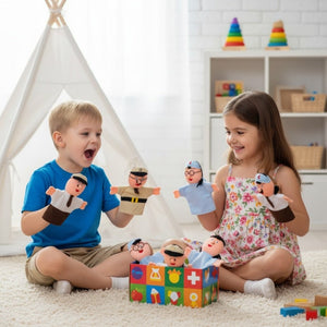 Jobs & Careers Hand Puppets – Colorful Fabric Set of 6 for Pretend Play & Learning - Fun Learning Store