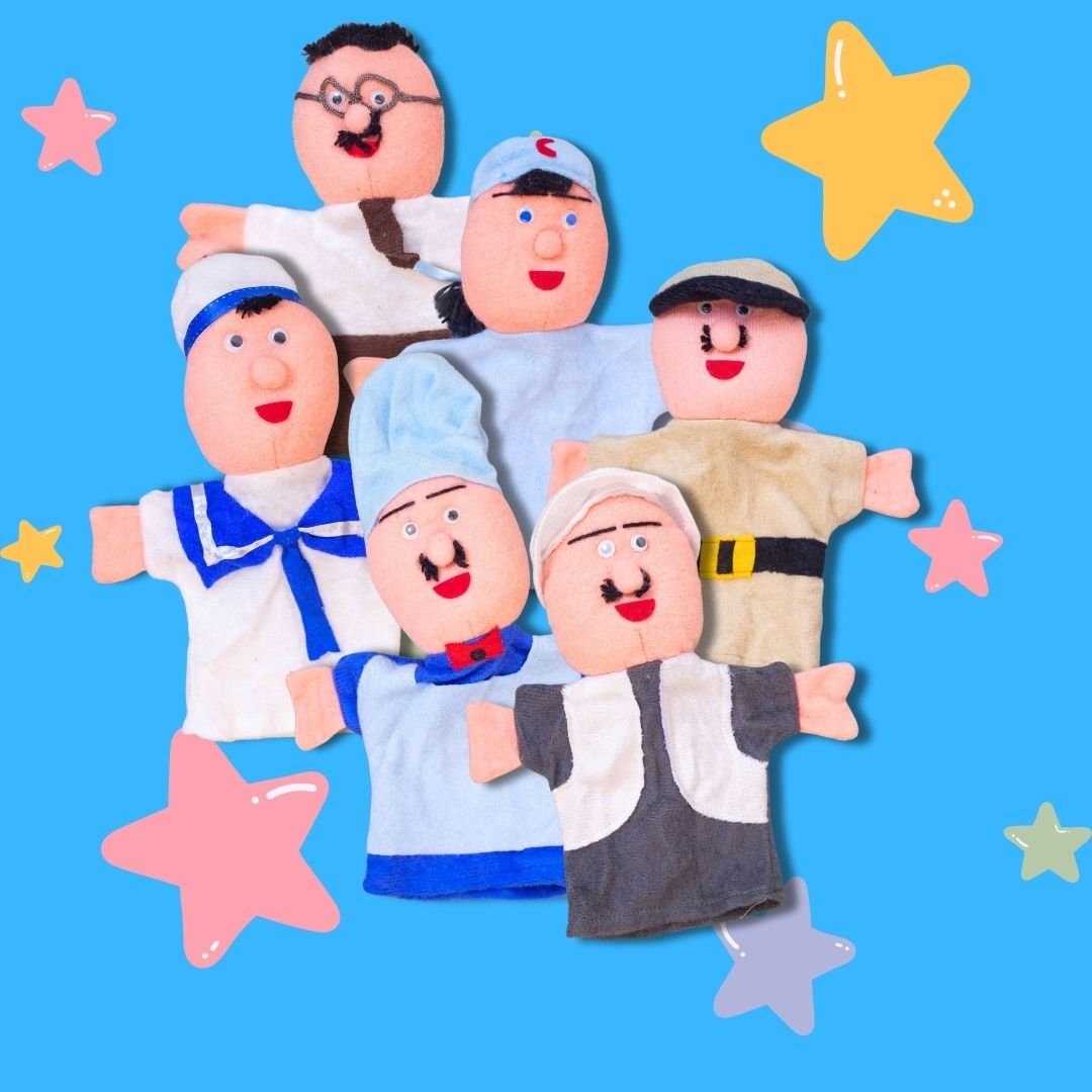 Jobs & Careers Hand Puppets – Colorful Fabric Set of 6 for Pretend Play & Learning - Fun Learning Store