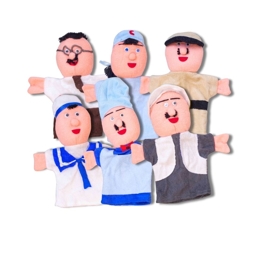 Jobs & Careers Hand Puppets – Colorful Fabric Set of 6 for Pretend Play & Learning - Fun Learning Store