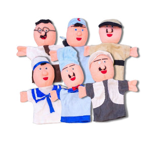 Jobs & Careers Hand Puppets – Colorful Fabric Set of 6 for Pretend Play & Learning - Fun Learning Store
