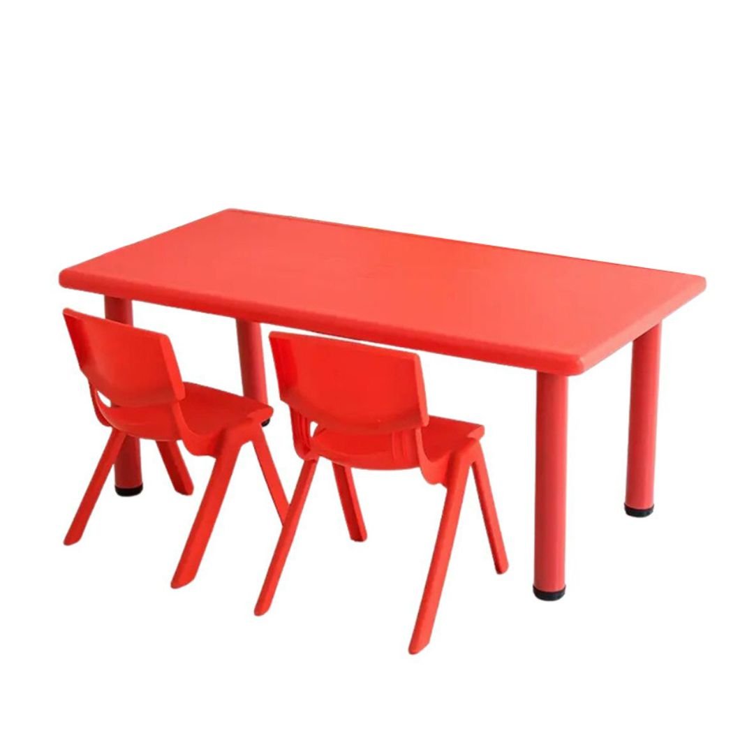 Kid's Large Table with 2 Chairs for Drawing, Playing, and Studying in Nursery, Classroom, Kindergarten - 62x120cm Desk and Height - Adjustable - Fun Learning Store