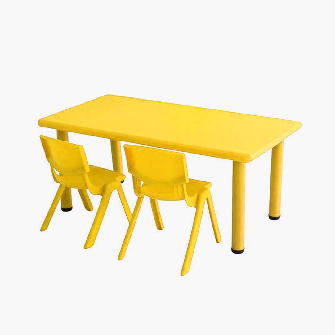 Kid's Large Table with 2 Chairs for Drawing, Playing, and Studying in Nursery, Classroom, Kindergarten - 62x120cm Desk and Height - Adjustable - Fun Learning Store