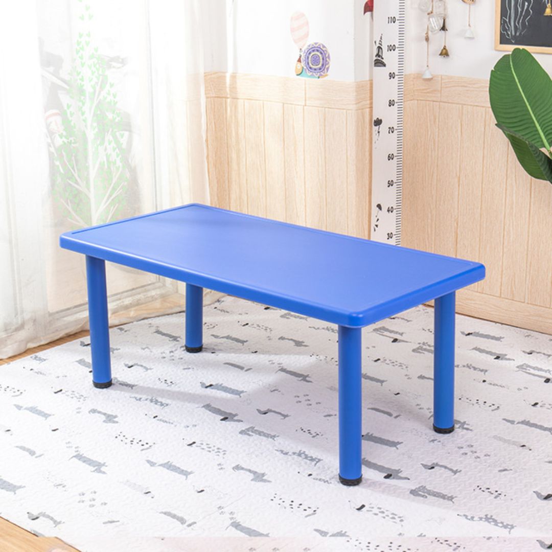 Kid's Large Table with 2 Chairs for Drawing, Playing, and Studying in Nursery, Classroom, Kindergarten - 62x120cm Desk and Height - Adjustable - Fun Learning Store