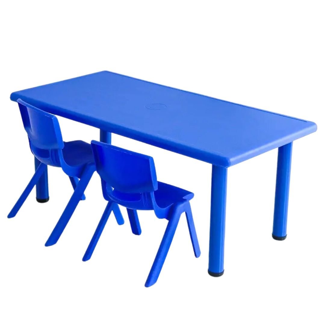 Kid's Large Table with 2 Chairs for Drawing, Playing, and Studying in Nursery, Classroom, Kindergarten - 62x120cm Desk and Height - Adjustable - Fun Learning Store