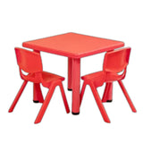 Kid's Small Table with 2 Chairs for Drawing, Playing, and Studying in Nursery, Classroom, Kindergarten - 60x60cm Desk and Height - Adjustable - Fun Learning Store