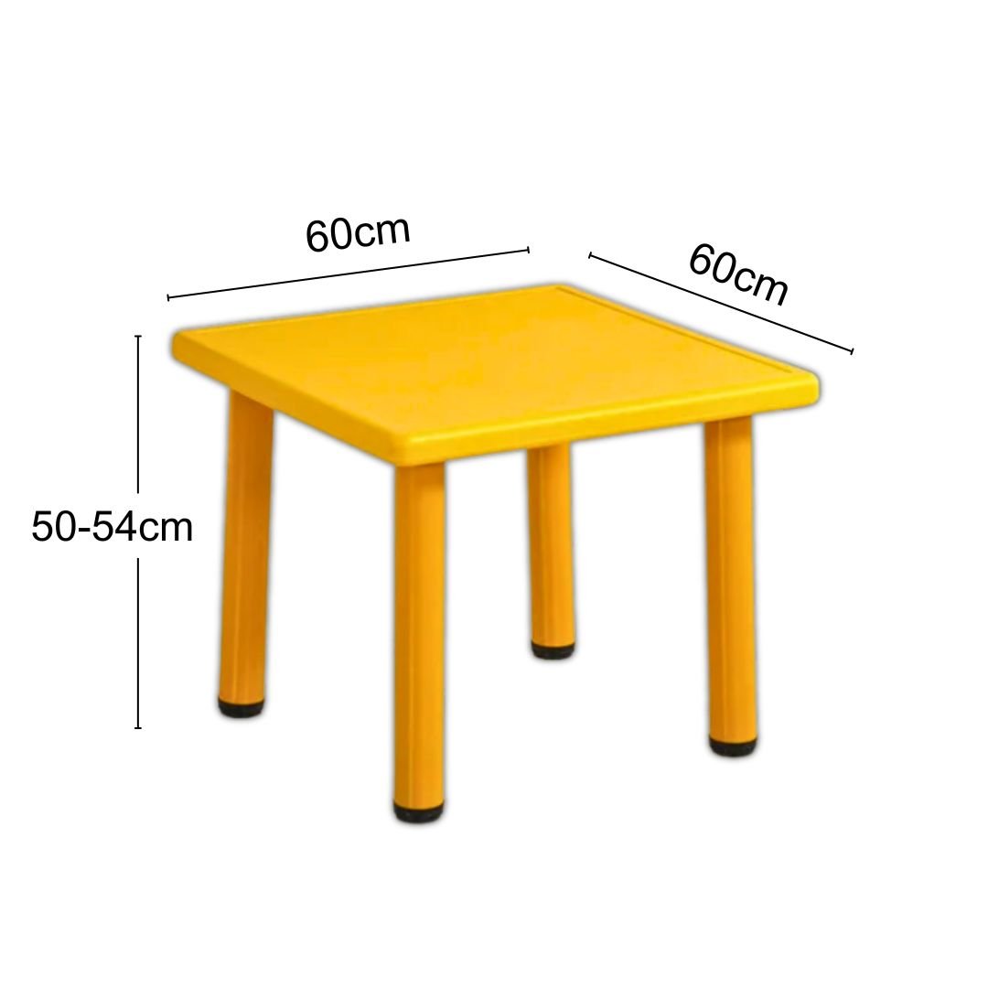 Kid's Small Table with 2 Chairs for Drawing, Playing, and Studying in Nursery, Classroom, Kindergarten - 60x60cm Desk and Height - Adjustable - Fun Learning Store