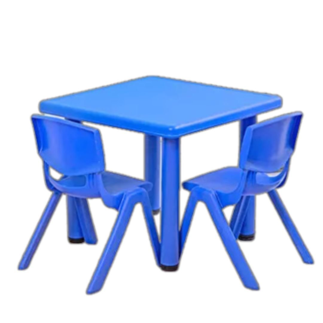 Kid's Small Table with 2 Chairs for Drawing, Playing, and Studying in Nursery, Classroom, Kindergarten - 60x60cm Desk and Height - Adjustable - Fun Learning Store