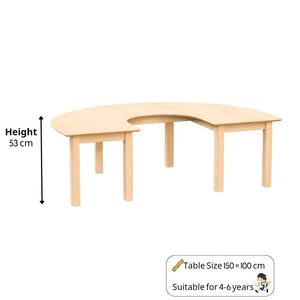 Kids U - Shape Wooden Table 150 × 100 cm – Durable & Collaborative Classroom Design - Fun Learning Store