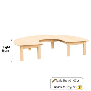 Kids U - Shape Wooden Table 150 × 100 cm – Durable & Collaborative Classroom Design - Fun Learning Store