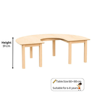 Kids U - Shape Wooden Table 150 × 100 cm – Durable & Collaborative Classroom Design - Fun Learning Store