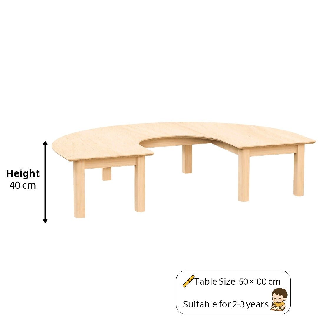 Kids U - Shape Wooden Table 150 × 100 cm – Durable & Collaborative Classroom Design - Fun Learning Store