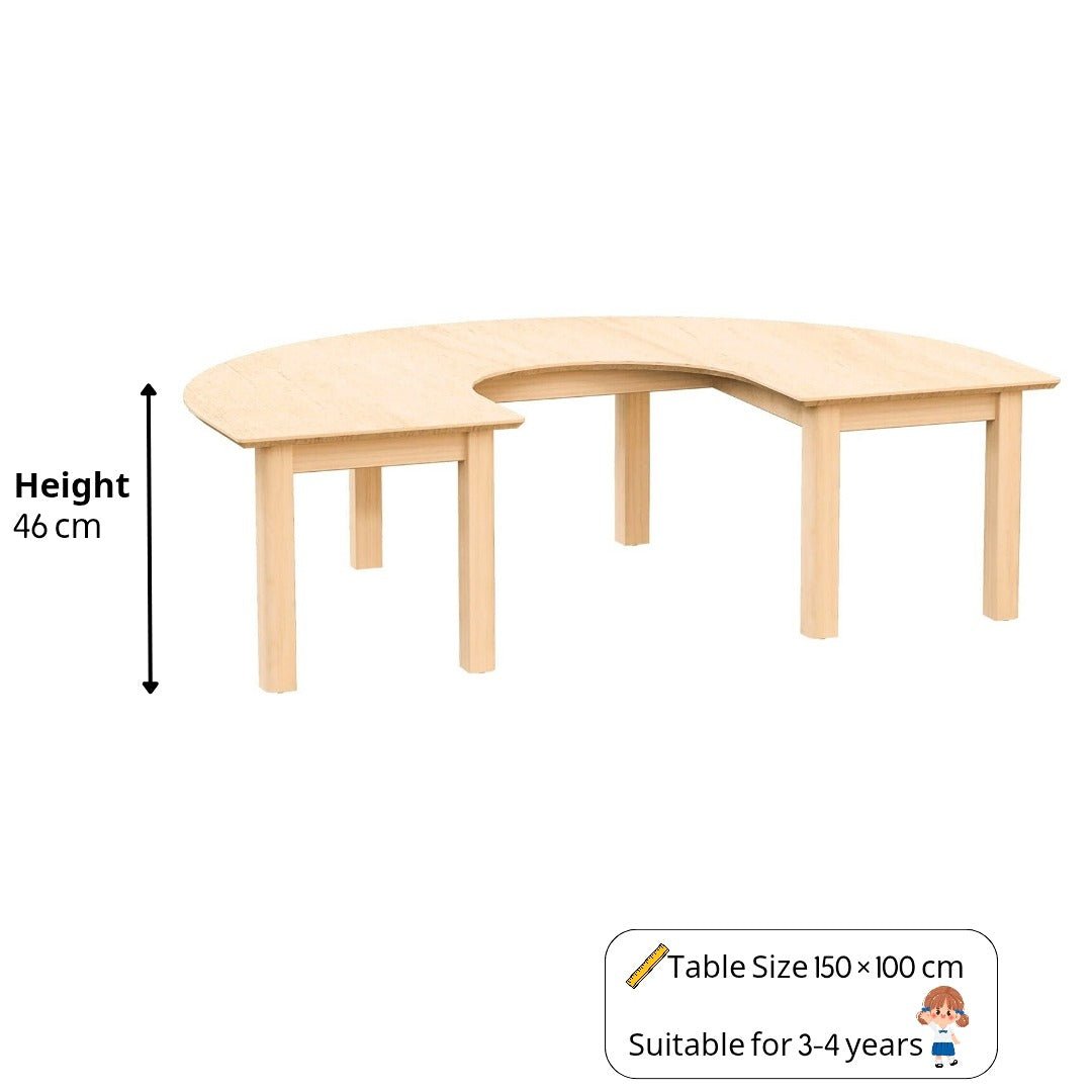 Kids U - Shape Wooden Table 150 × 100 cm – Durable & Collaborative Classroom Design - Fun Learning Store