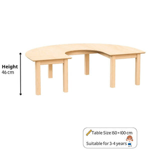 Kids U - Shape Wooden Table 150 × 100 cm – Durable & Collaborative Classroom Design - Fun Learning Store